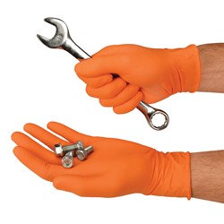 Orange diamond textured Nitrile 8.5mil 50pk