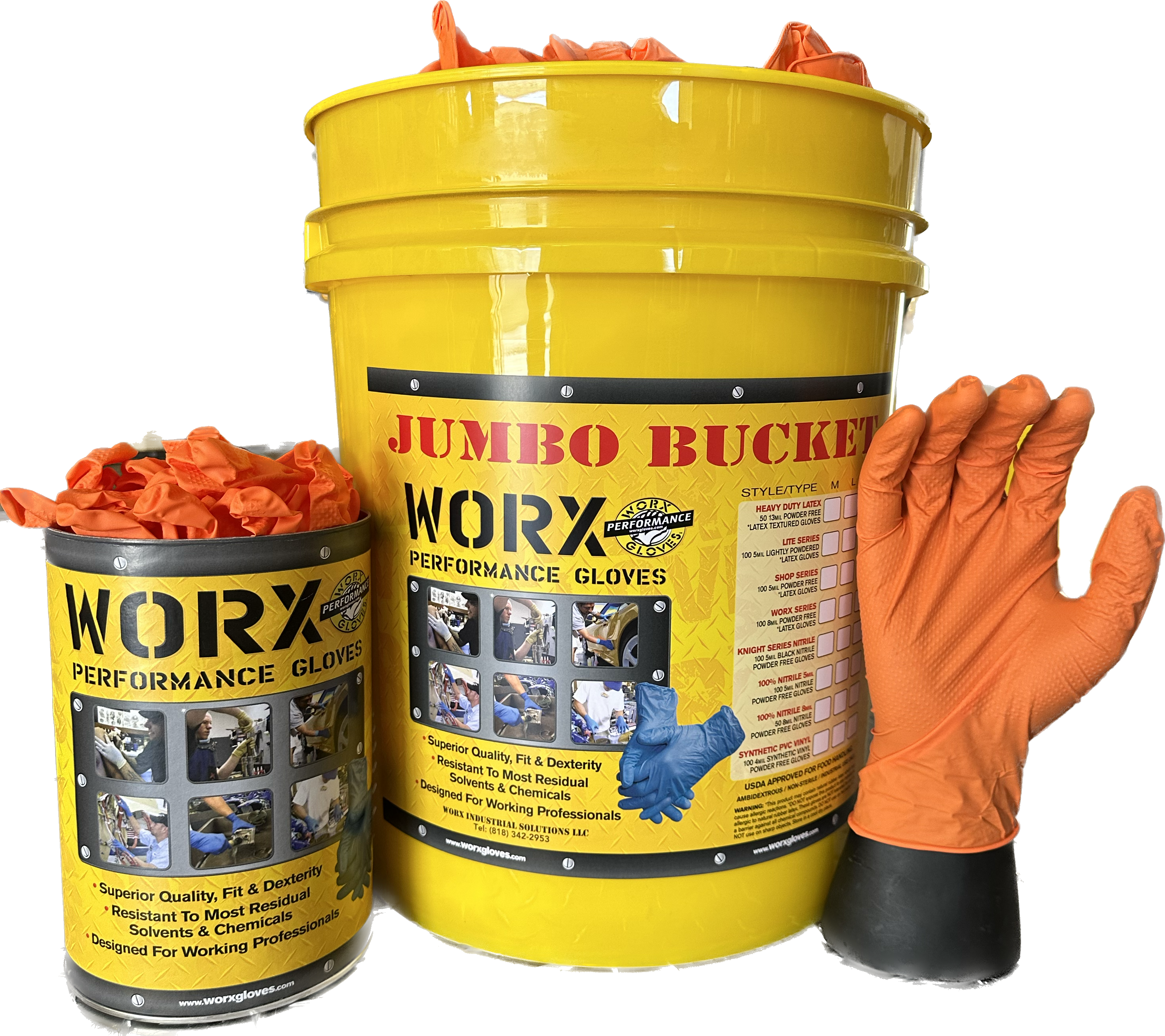 Orange Nitrile 8mil Jumbo Bucket 500pcs
